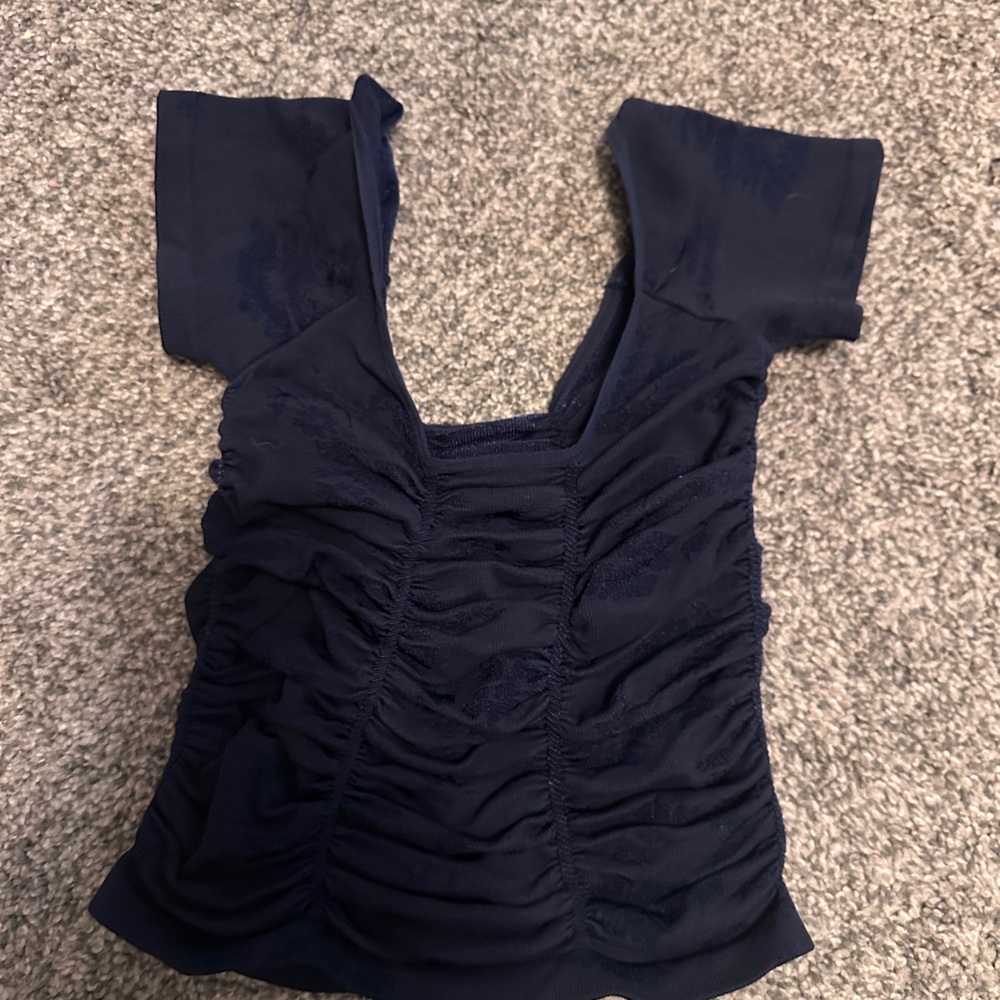 Intimately by Free People Navy Ruched Blouse